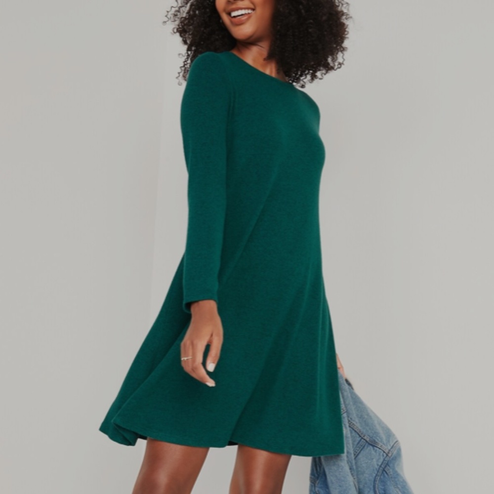 Old Navy Plush Knit Long Sleeve Swing Dress - Victorian Jade - S
